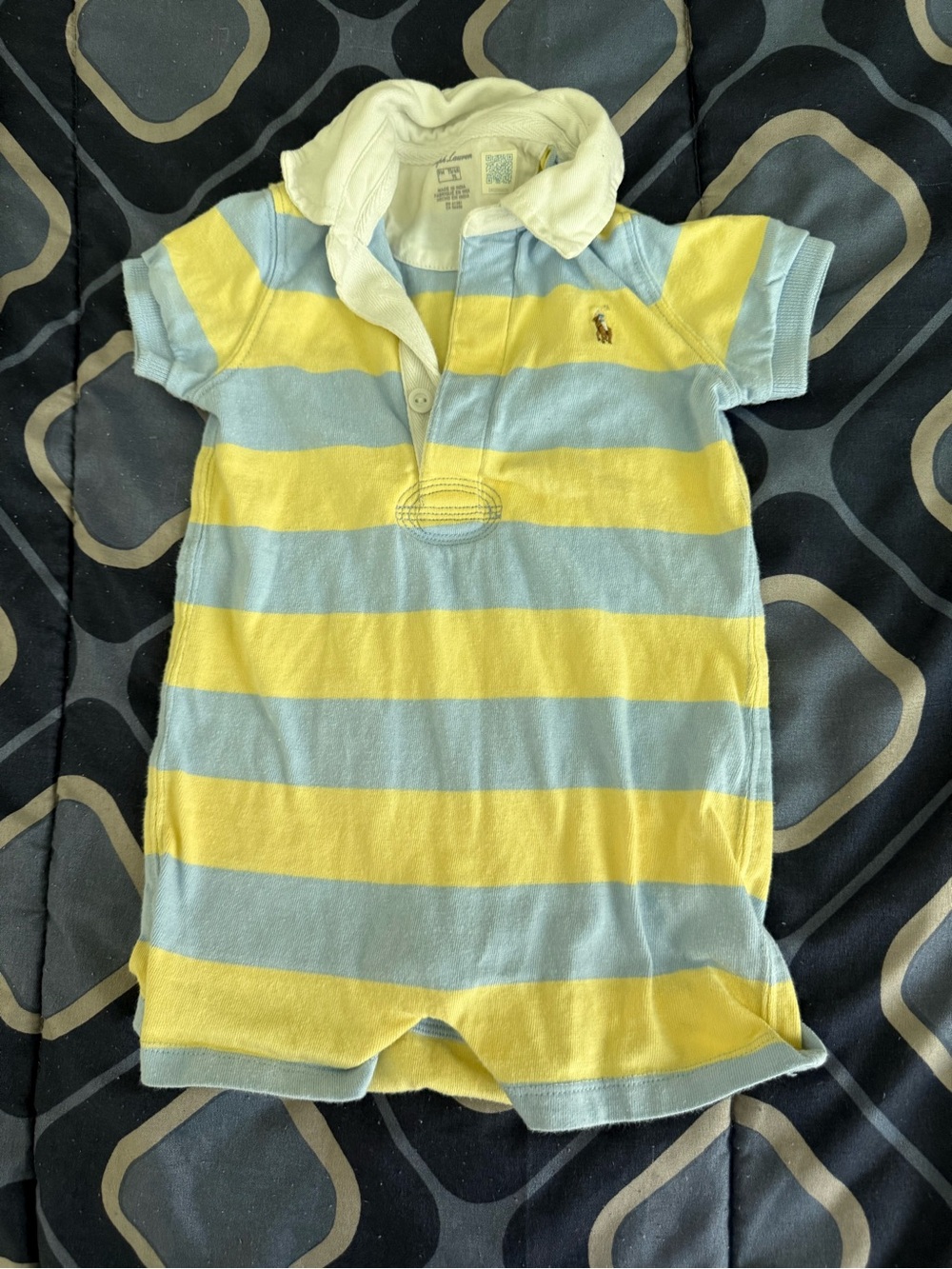 Ralph Lauren Yellow & Light Blue Striped Polo Romper